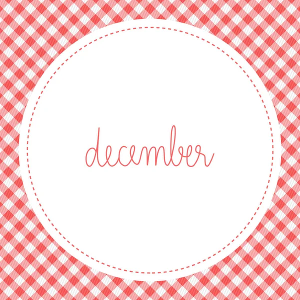 December hand drawn lettering on red and white square background — Stock Photo, Image