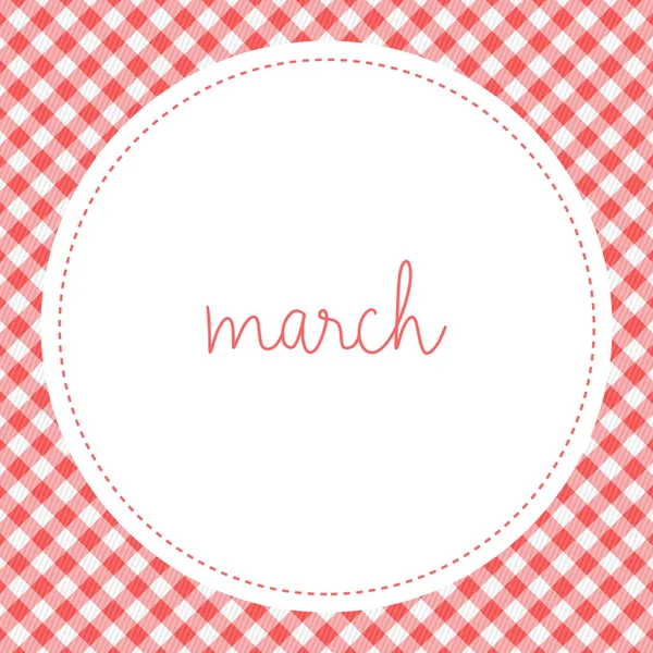 March hand drawn lettering on red and white square background — Stock Photo, Image