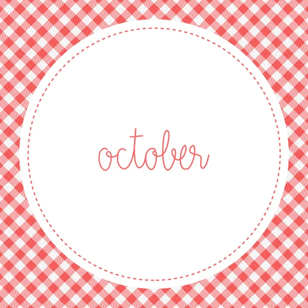 Oktober handritad bokstäver på röd och vit fyrkantig bakgrund — Stockfoto