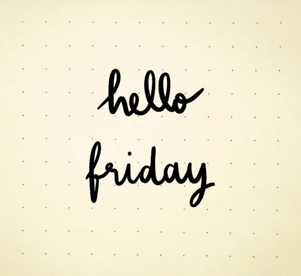 Hello Friday hand lettering on old paper background