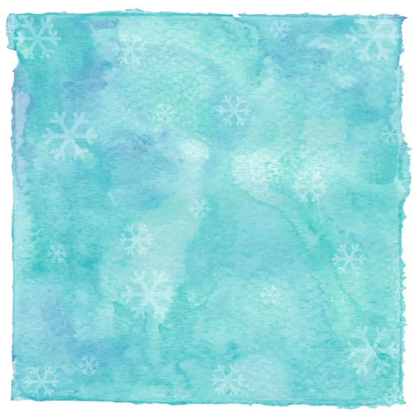 Flocos de neve com tinta azul e verde aquarela — Fotografia de Stock