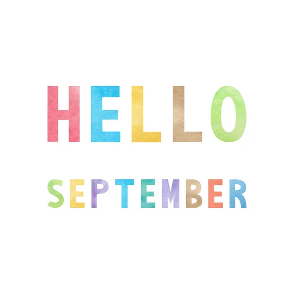 Hallo September met kleurrijke aquarel — Stockvector