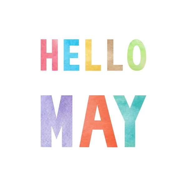 Ciao maggio con acquerello colorato — Vettoriale Stock