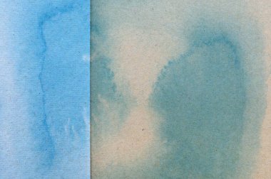 Mavi ve yeşil kahverengi kağıt arka plan üzerine suluboya