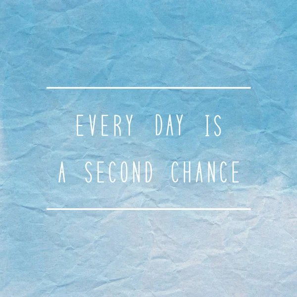 Every day is a second chance on blue crumpled paper — Stock Photo, Image