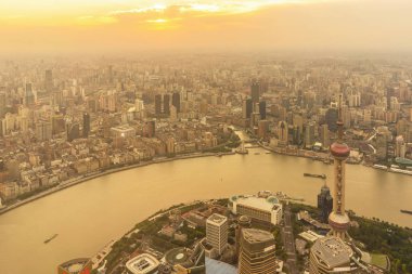 manzarası ve huangpu Nehri Şanghay