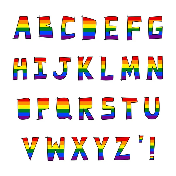 Bandera Rainbow LGBT en alfabeto dibujado a mano — Archivo Imágenes Vectoriales