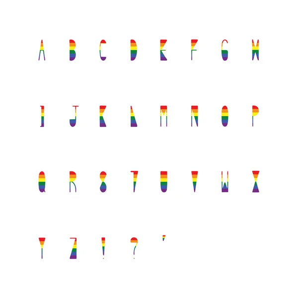 Regenbogenfahne auf Hand gezeichnetes Alphabet von a bis z — Stockvektor