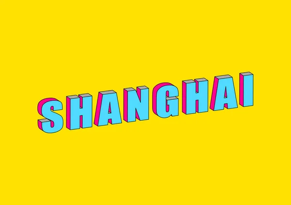 Shanghai text med 3D Isometrisk effekt — Stock vektor