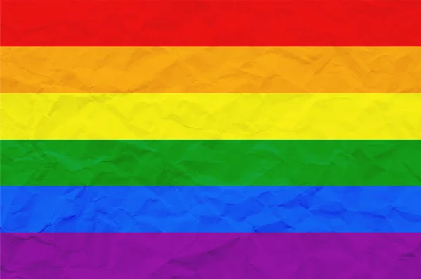 Lgbt 骄傲旗子或彩虹骄傲旗子在皱巴巴的纸 — 图库照片