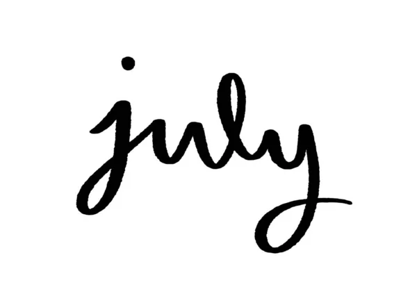 Beyaz arka plan üzerinde Temmuz el yazısı — Stok Vektör