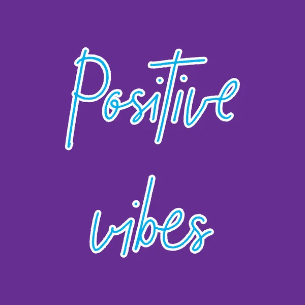 Positive Vibes Handschrift auf violettem Hintergrund — Stockvektor