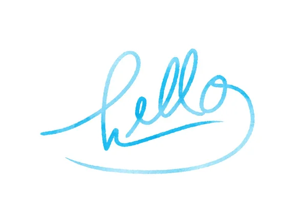 Bonjour lettrage dessiné à la main avec des couleurs bleues — Image vectorielle