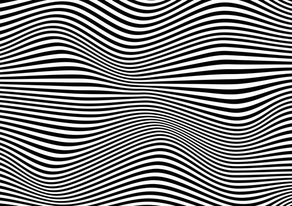 Fondo abstracto en blanco y negro con patrón de líneas onduladas — Vector de stock