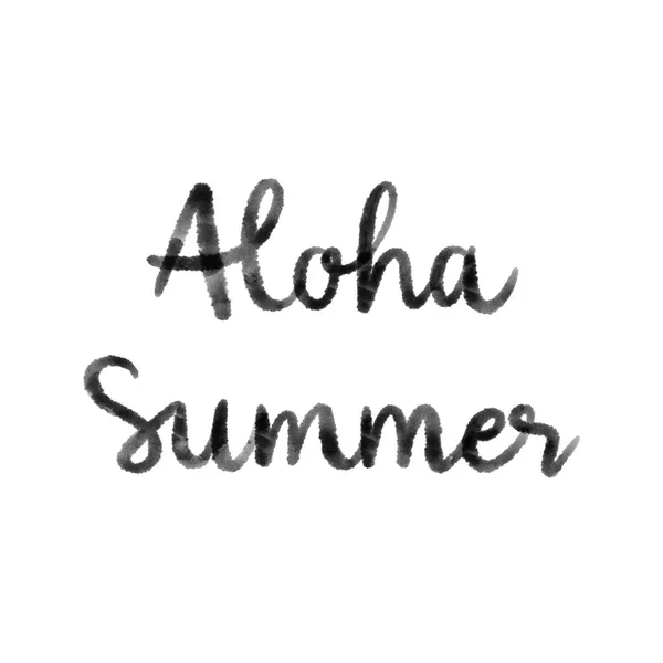 Aloha summer hand lettering on white background — Stock Vector