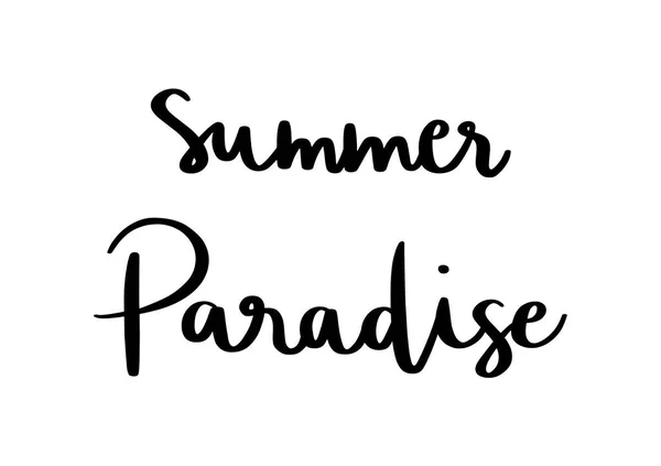 Summer paradise hand lettering on white background — Stock Vector