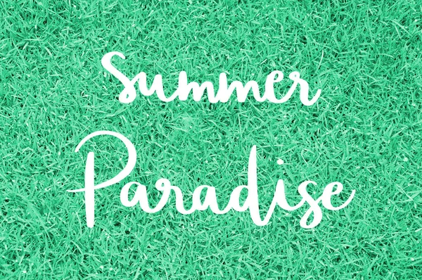 Summer paradise hand lettering on grass field — Stock Photo, Image