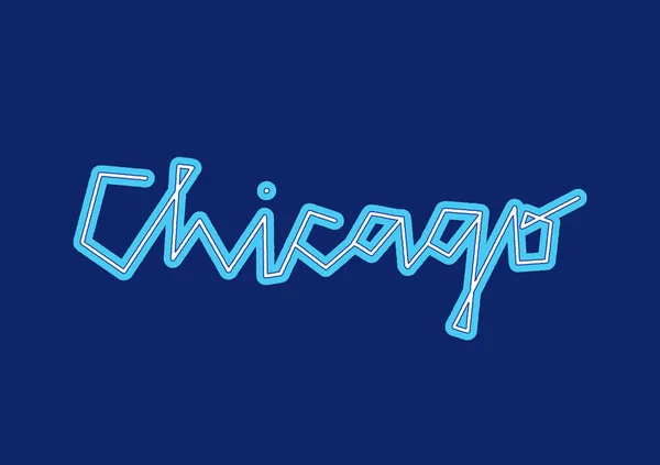 Chicago lettrage à la main sur fond bleu — Image vectorielle