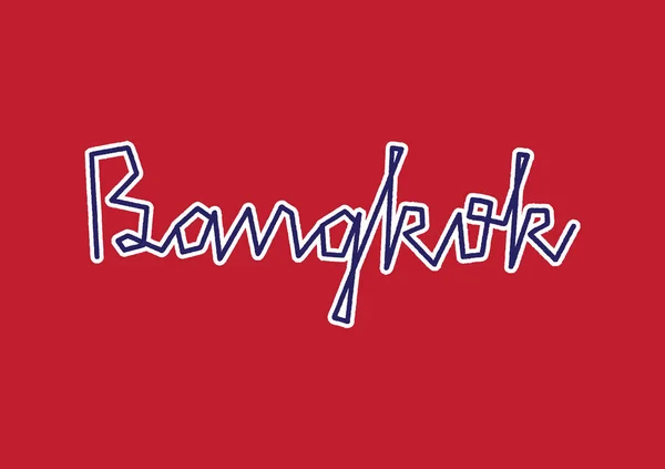 Bangkok letras de la mano sobre fondo rojo — Vector de stock