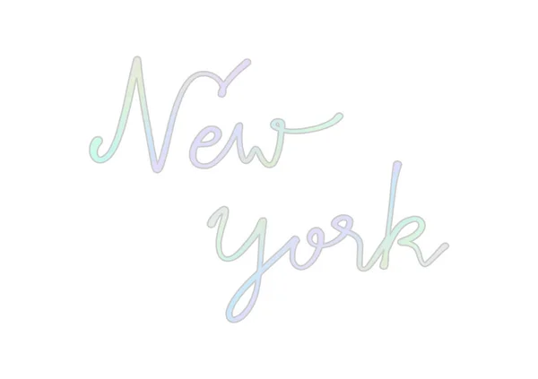 New York hand lettering with pastel colors on white background — Stock Vector
