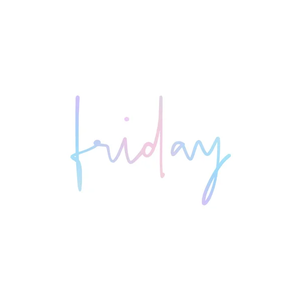 Friday hand lettering with pastel colors on white background — Stock Vector