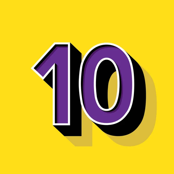 Number 10 logo on yellow background — Stock Vector