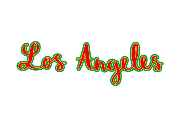 Los Angeles lettrage à la main avec des motifs colorés — Image vectorielle