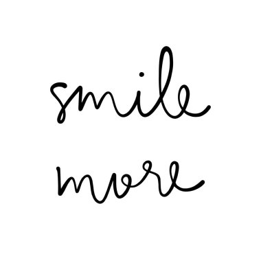 Beyaz arka planda daha fazla el yazısı gülümseyin