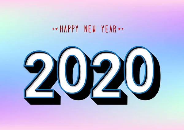 Selamat Tahun Baru 2020 logo desain teks di latar belakang pastel - Stok Vektor