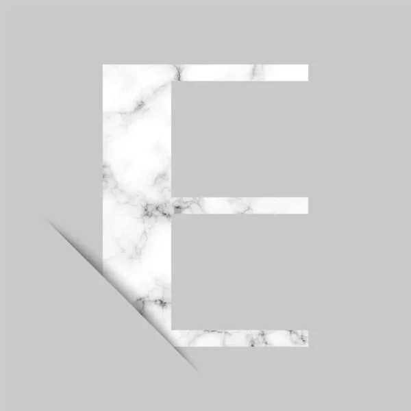 Letter E logo with gray and white marble background — Stock Vector