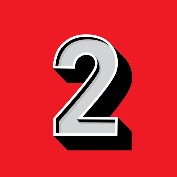 Numero 2 logo su sfondo rosso — Vettoriale Stock