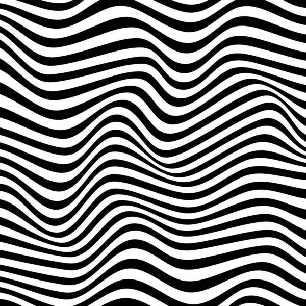 Fondo Abstracto Blanco Negro Con Patrón Líneas Onduladas — Vector de stock