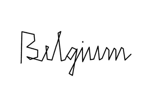 Belgia Ręczne Napisy Białym Tle — Wektor stockowy