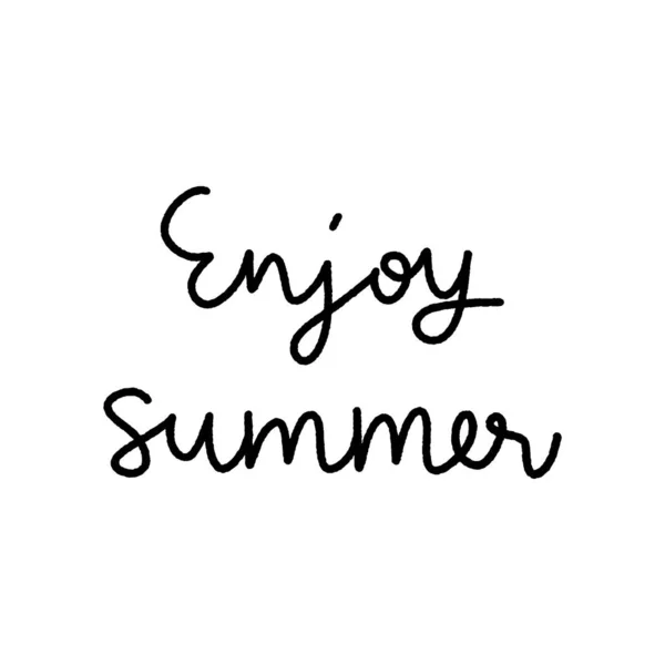 Enjoy Summer Hand Lettering White Background — Stock Vector