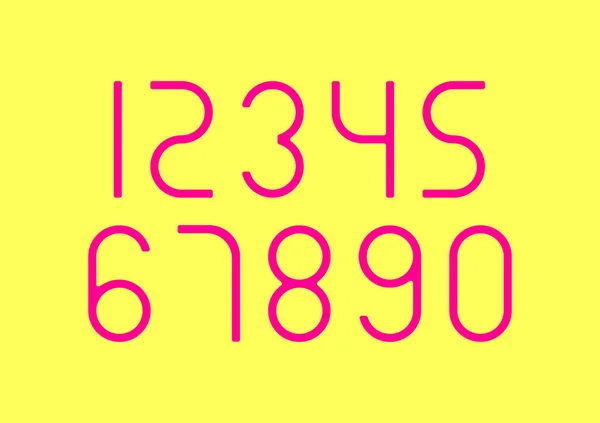 Set Numbers Design Elements Pink Yellow Background — Stock Vector