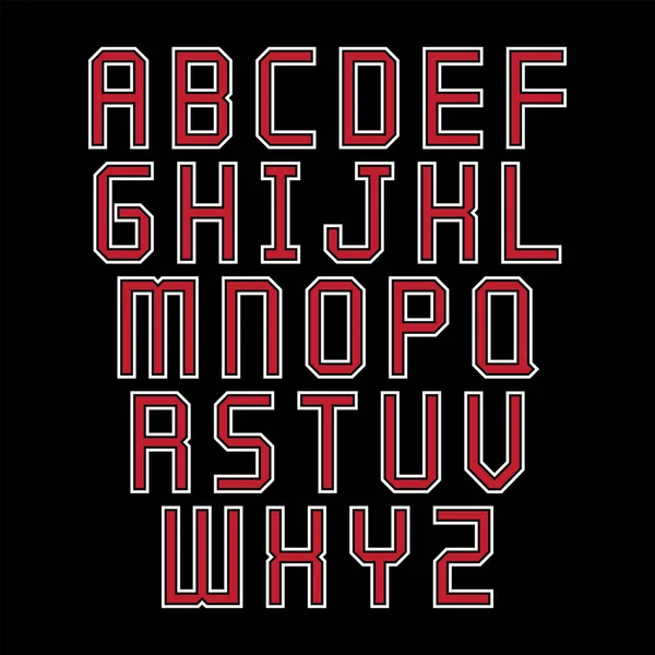 Lettres Alphabet Rouge Blanc Sur Fond Noir — Image vectorielle