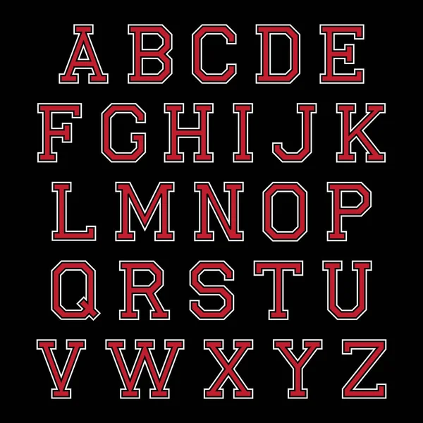 Letras Del Alfabeto Negro Rojo Sobre Fondo Blanco Ilustración Vectorial — Vector de stock