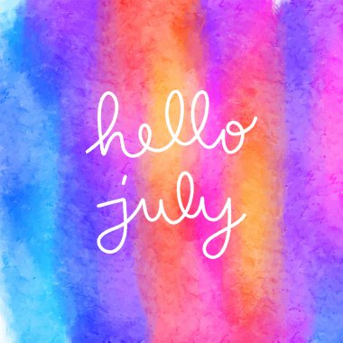 Renkli suluboya arkaplanlı Temmuz el yazısı..