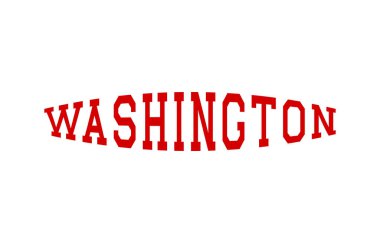 Washington tipografi tasarım elementleri kırmızı ve beyaz arkaplan.
