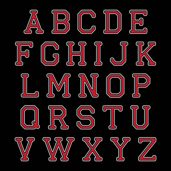 Lettres Alphabet Noir Rouge Sur Fond Blanc Illustration Vectorielle — Image vectorielle