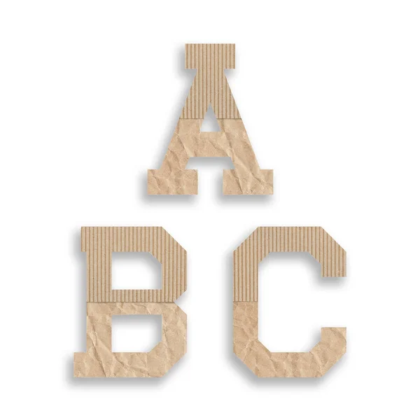 Conjunto Letras Alfabéticas Mockup Com Papel Marrom Sobre Fundo Branco — Fotografia de Stock