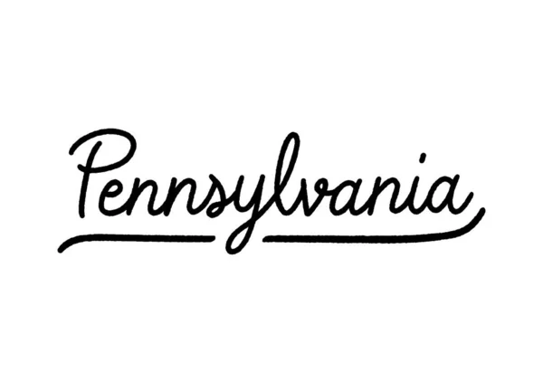 Pennsylvanie Lettrage Main Sur Fond Blanc — Image vectorielle