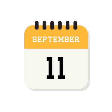 11 Eylül takvimi beyaz zemin üzerinde düz simge. Vektör İllüstrasyonu. Amerika Birleşik Devletleri Vatanseverlik Günü.