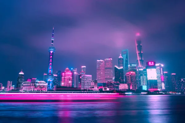 Shanghai China May 2019 Cityscape Shanghai Huangpu River Night Shanghai — Stock Photo, Image