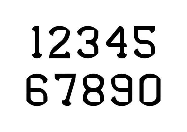 Zahlensatz Mit Schwarzen Typografie Designelementen Vektorillustration — Stockvektor