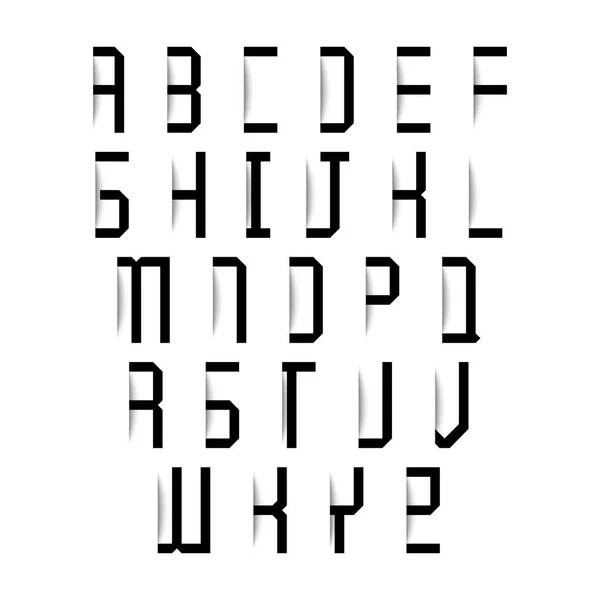 Black Alphabet Letters Shadow Effect White Background Vector Illustration — Stock Vector