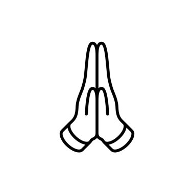 Beyaz arkaplanda dua eden eller vektör simgesi.