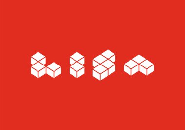 Geometrik şekilli yazı tipi tasarımlı Lisa tipografisi. Vektör illüstrasyonu.