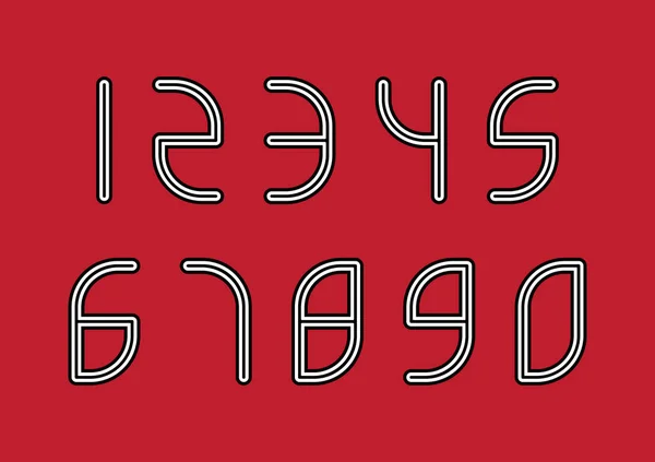 赤の背景に黒と白のタイポグラフィのデザイン要素を持つ数字の集合 — ストックベクタ