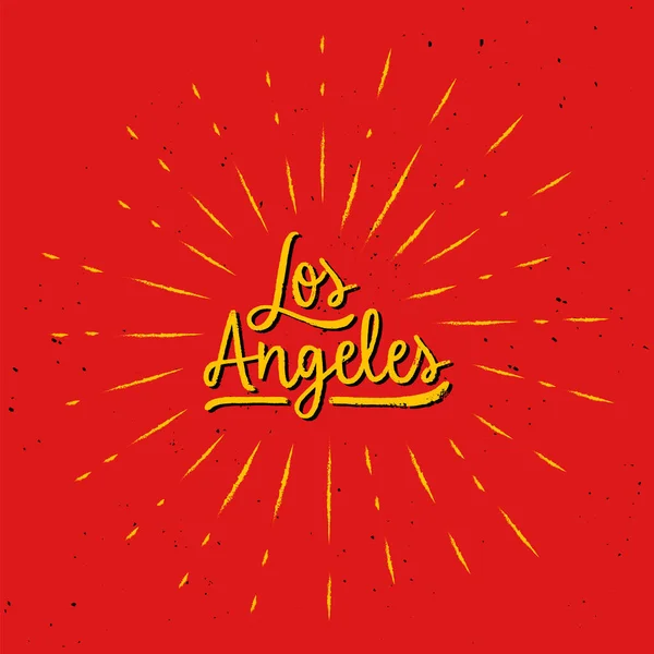 Lettrage Main Los Angeles Avec Des Lignes Soleil — Image vectorielle